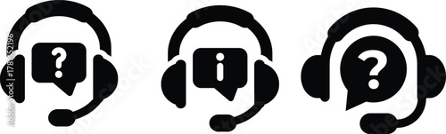 Customer information icon online support assistance icon vector set virtual customer service agent helping technical solution client care signs illustration