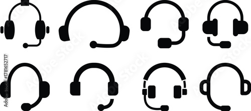 Headphone customer support Customer service or customer support headset or headphones flat vector icon for apps and websites Support service. Vector isolated icons. Customer support
