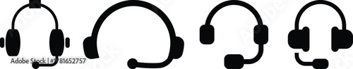 Headphone customer support Customer service or customer support headset or headphones flat vector icon for apps and websites Support service. Vector isolated icons. Customer support