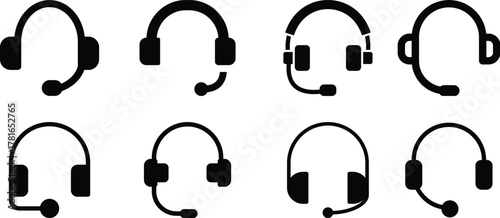 Headphone customer support Customer service or customer support headset or headphones flat vector icon for apps and websites Support service. Vector isolated icons. Customer support
