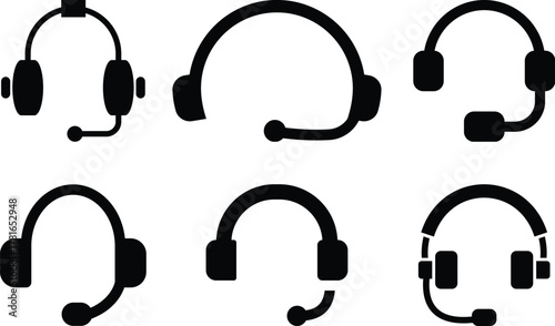 Headphone customer support Customer service or customer support headset or headphones flat vector icon for apps and websites Support service. Vector isolated icons. Customer support