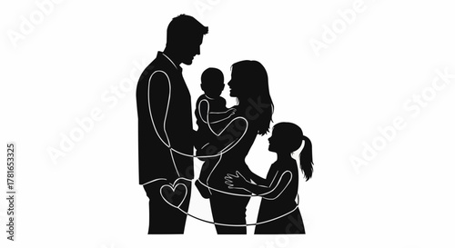 Family silhouette showing love and togetherness, a beautiful depiction.