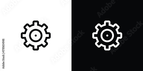 Gear Icon in Black and White Inverted Colors Technical Symbol Gearwheel