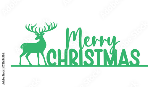 A peaceful Christmas scene with a reindeer, trees, and a Merry Christmas message