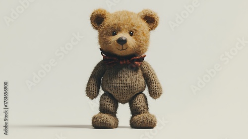 Classic Brown Plush Teddy Bear Toy with Bow Tie