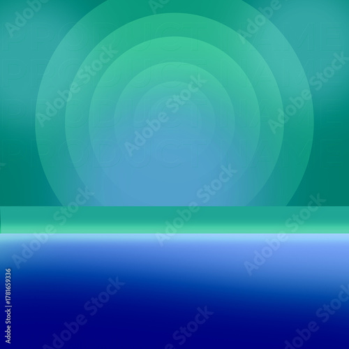 Wallpaper Mural Abstract Teal to Deep Blue Gradient Background with Concentric Halo Rings Serene Abstract Aura for Wallpapers Designs and Digital Projects Torontodigital.ca