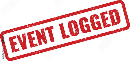 Official Red Grunge Event Logged Rubber Stamp for Record Keeping and Data Documentation