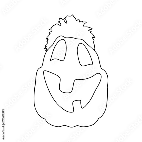Outline for Coloring of Halloween Pumpkin. One of the Fall Holiday Symbol. Vector Illustration.
