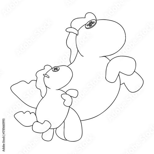Outline for Coloring of Horse Plush Cute and Funny Toy. Vector Illustration.