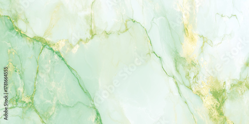 Abstract soft green teal and gold marble texture with fluid veins and organic flow for modern design background.