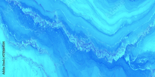 Abstract artwork features flowing blue marble textures blended with ink effects creating a dreamy, ethereal atmosphere. Ideal for backgrounds.