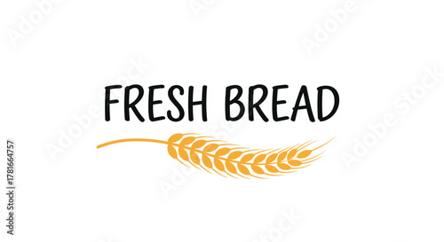 A stylized logo with Fresh Bread in a rustic font, accompanied by a golden wheat stalk, symbolizing natural baking and organic ingredients.
