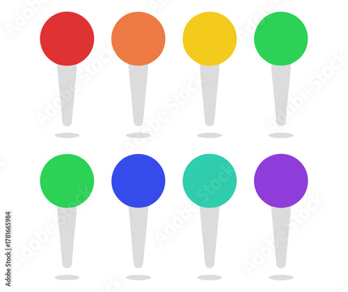 Map location pin icon set, colorful flat vector design