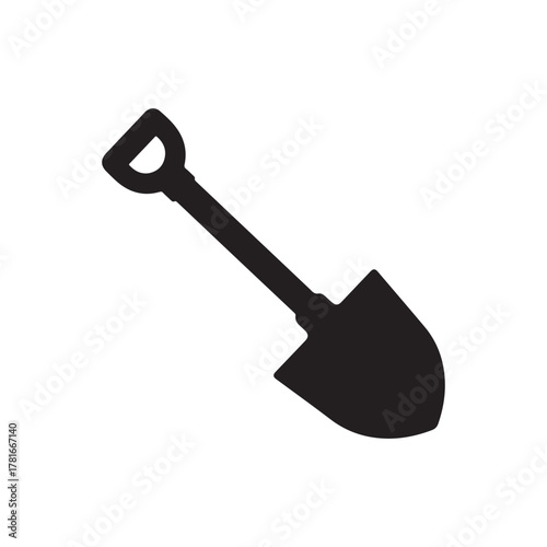 Shovel gardening tool silhouette icon vector flat illustration