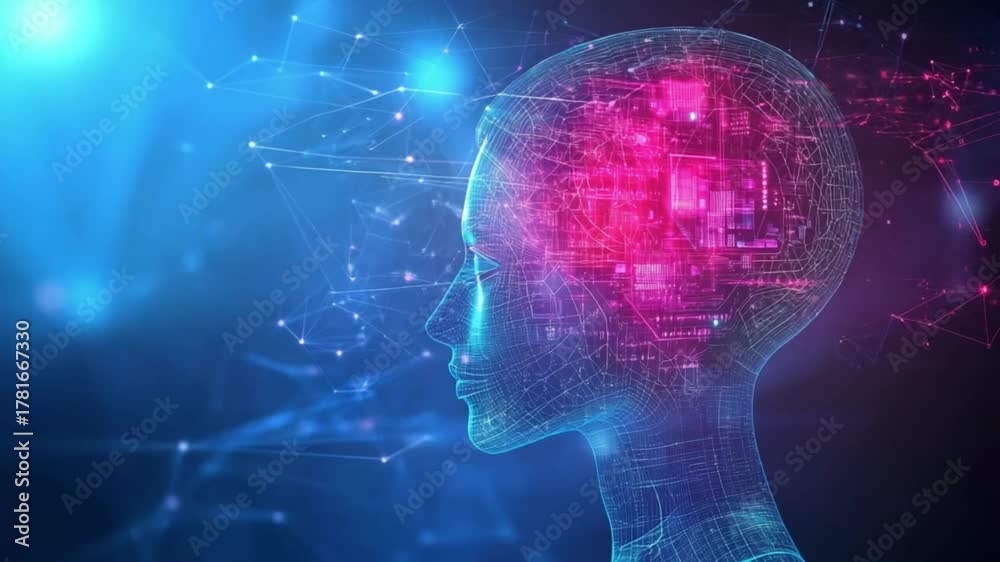 composite image shows a human brain connected to a glowing digital AI brain, symbolizing the union of biology and technology.