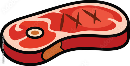 A Raw Beef Steak With Grill Marks And Bone Isolated On White Background