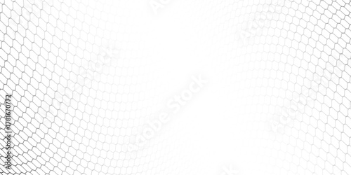 Wire mesh fence isolated on white background. Mesh texture for fishing nets. Seamless black pattern for sportswear or soccer goal, volleyball net, basketball hoop, hockey, athletics.