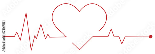 Continuous one line representing a heartbeat outline vector art illustration, Heart beat one line. Hand drawn symbol vector illustration.
