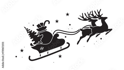 Cristmas Sinterclaus flying in the sky