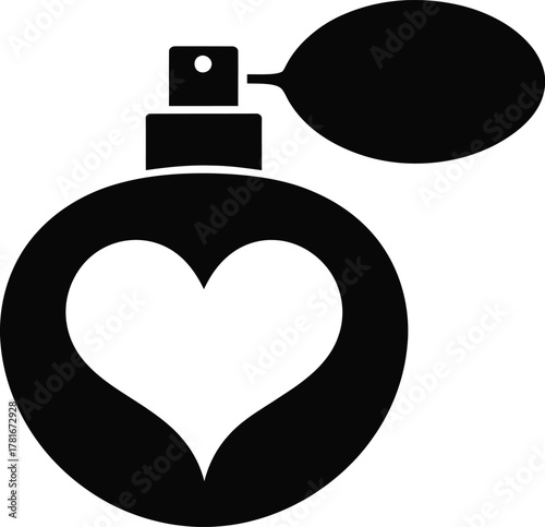 Elegant perfume atomizer with a heart and love symbol silhouette