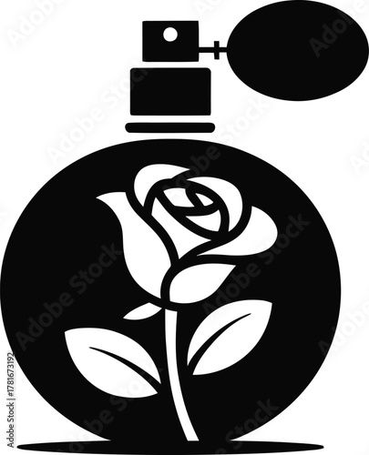 Elegant rose perfume atomizer bottle silhouette design for beauty products