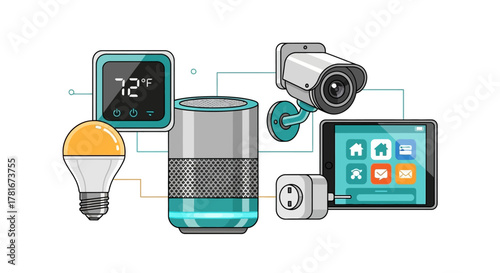Smart Home Devices Illustration for Automation & Connectivity Concept
