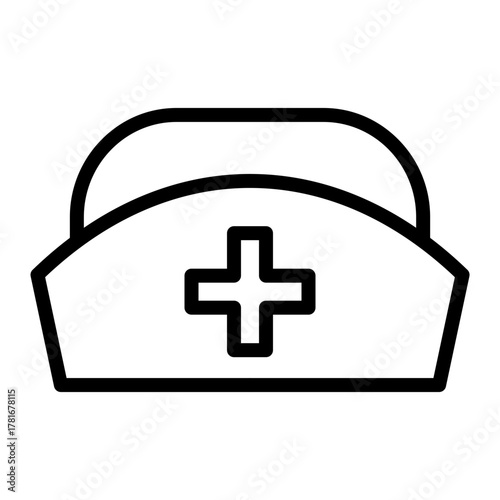 Nurse Hat Vector Line Icon Design