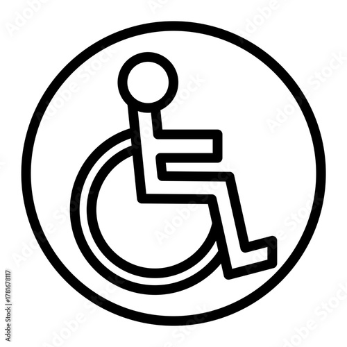 Wheelchair Vector Line Icon Design
