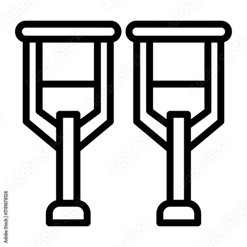 Medical Crutch Vector Line Icon Design