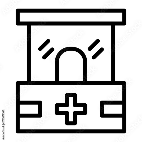 Hospital Pharmacy Vector Line Icon Design