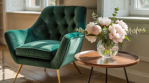 modern living room with flowers