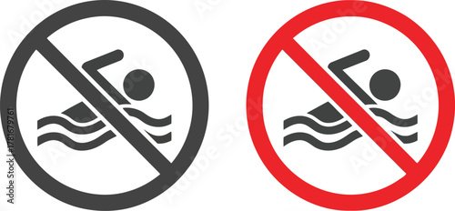 No swimming sign prohibition symbol icon for safety regulations and warnings vector