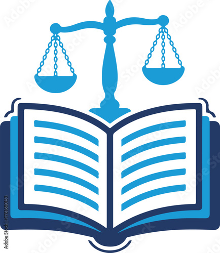 Law book icon, symbol of justice and legal