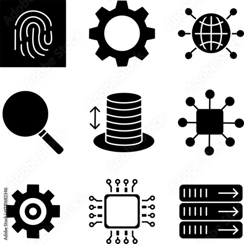 Technology Data Solid Glyph Icons