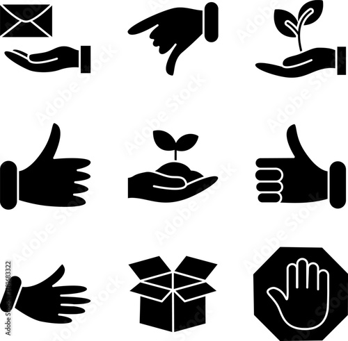 Hand Gesture Business Glyph Icons
