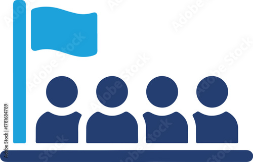 Group of people with flag icon