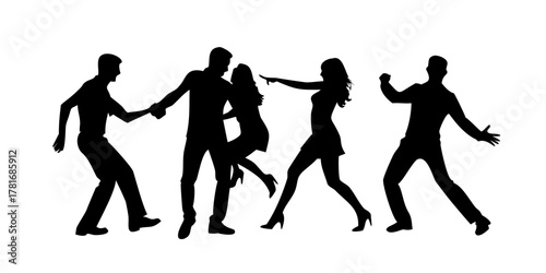 Silhouette of people dancing, having a good time