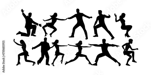 Silhouette of people dancing and having fun