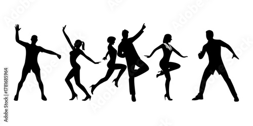 Silhouette of people dancing and having fun
