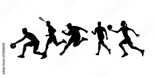 Silhouette of people playing different sports