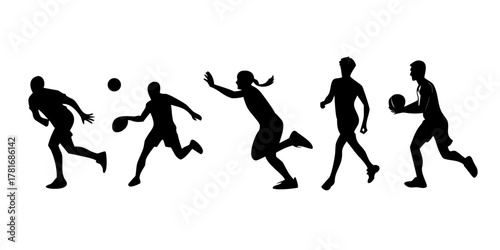 Silhouette of athletes playing different sports