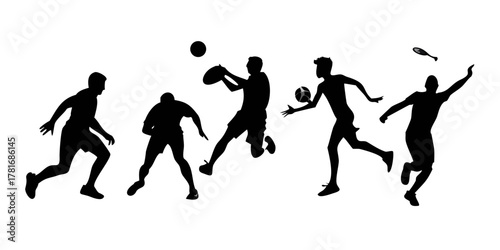 Silhouette of people playing different sports