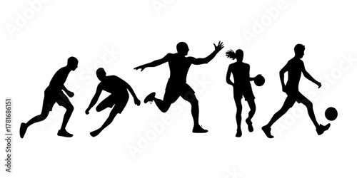 Silhouette of athletes playing different sports