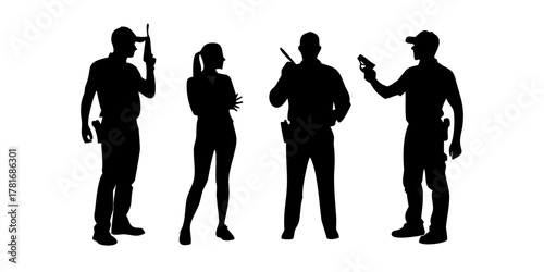Silhouette of security guards and police officers