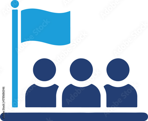 Group of three people with flag icon
