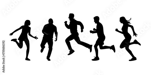 Silhouette of people running, healthy lifestyle