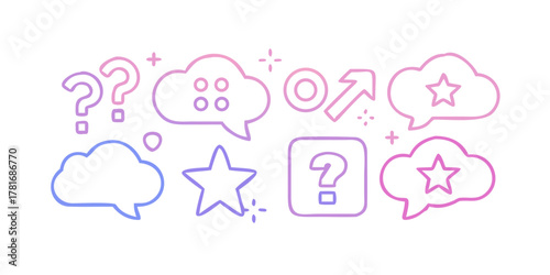 Collection of speech bubbles with question marks