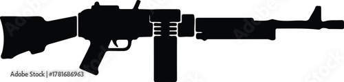 Illustrator black machine gun military automatic weapon army Silhouette vector