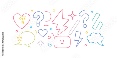 Colorful doodle elements and speech bubbles