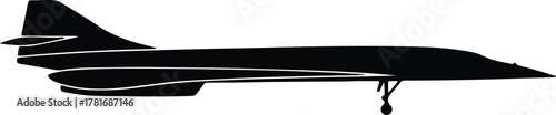 Illustrator Concorde supersonic airliner airplane black side Silhouette vector